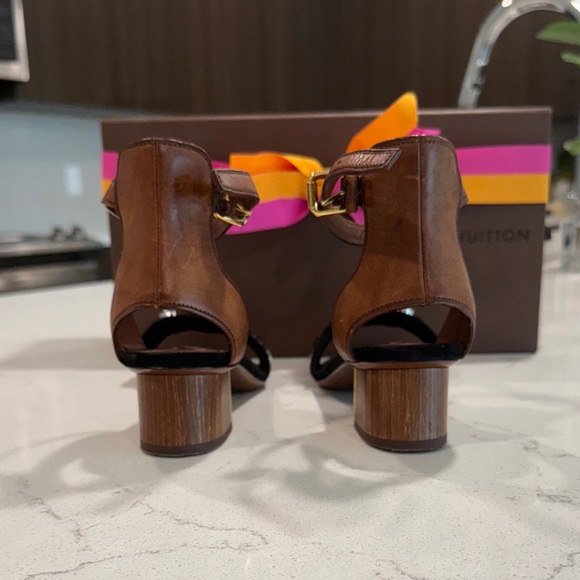 Louis Vuitton Black and Brown Heeled Sandals size 36 - Picture 5 of 6